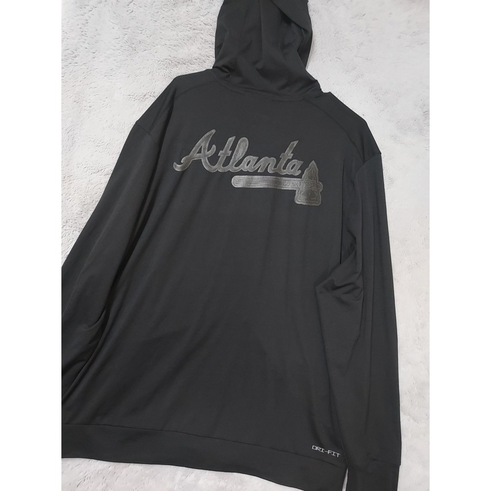 Atlanta Braves Jacket Mens XL Nike Baseball Dri Fit Hoodie Lightweight Full Zip